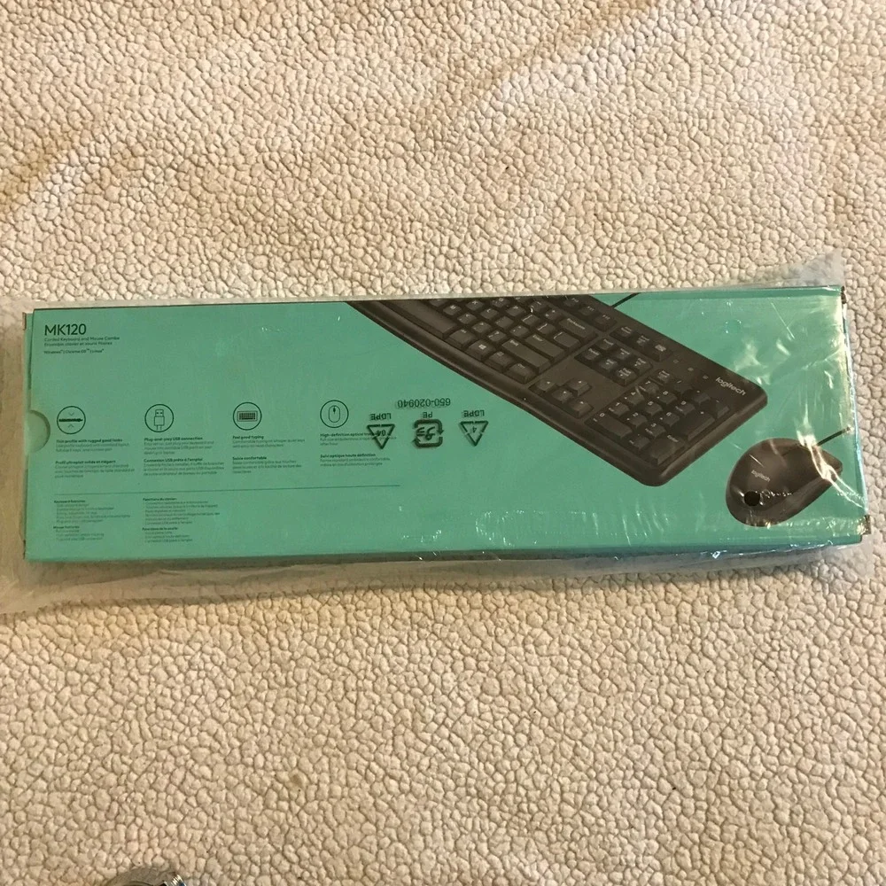 Logitech MK120 Wired Keyboard and Mouse Combo USB Plug and Play Black 920-002478